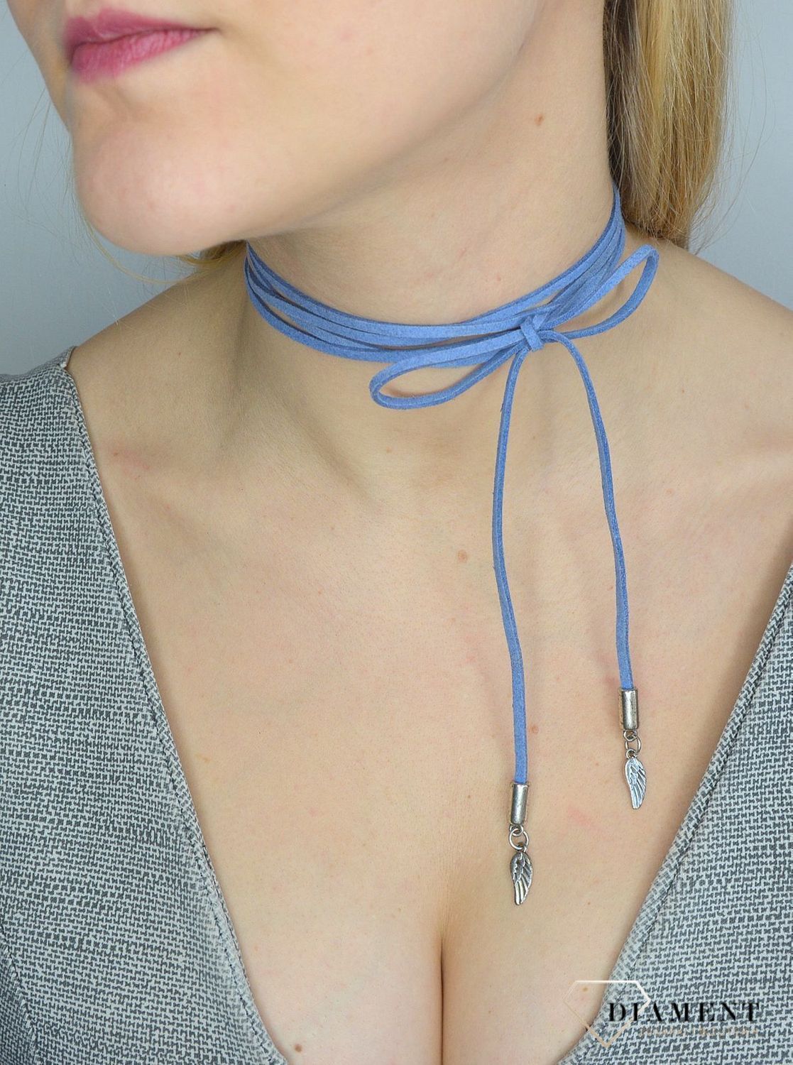 Naszyjnik choker damski niebieski By Dziubeka skrzydełka NIL2004✓Biżuteria damska.jpg